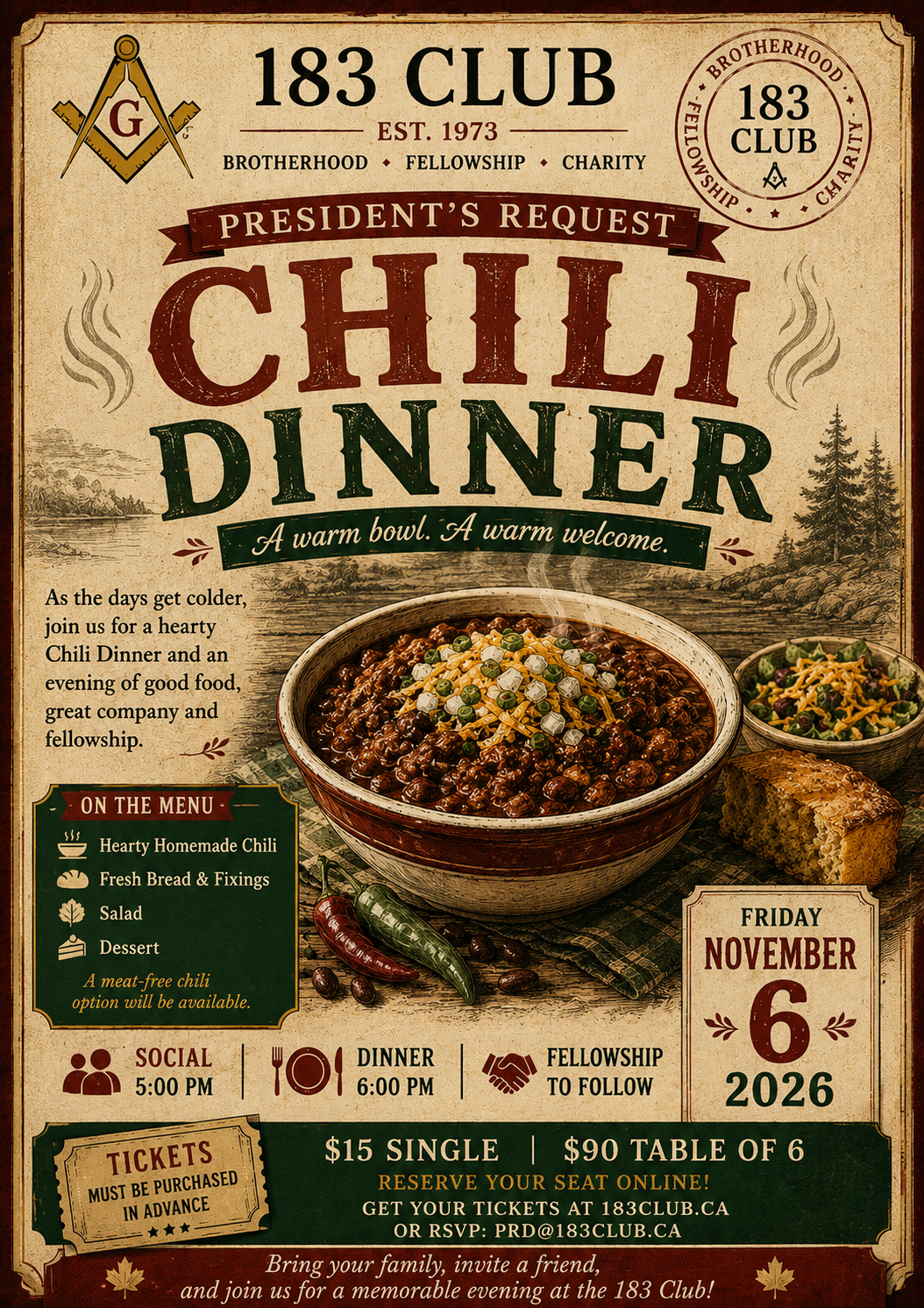 November President’s Request — Chili Dinner